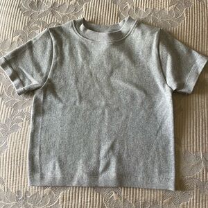 Dynamite Grey Ribbed Knit Crop Tee